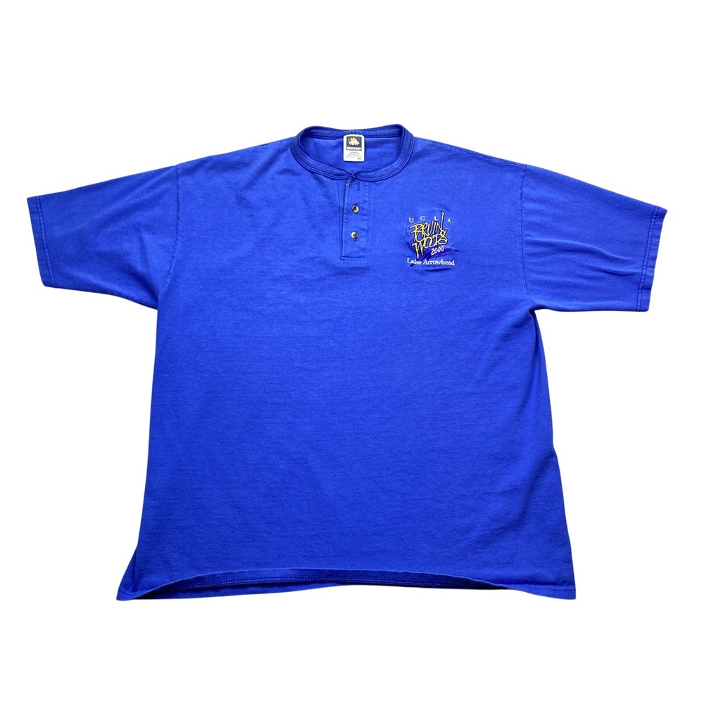 Vintage Cotton Deluxe‎ UCLA Bruin Woods 2000 Lake Arrowhead Henley Shirt Blue XL